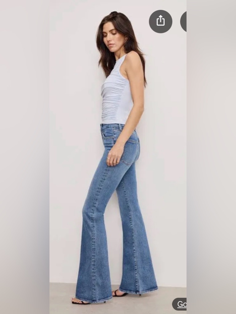 Good American Light Blue High-Rise Flare Jeans